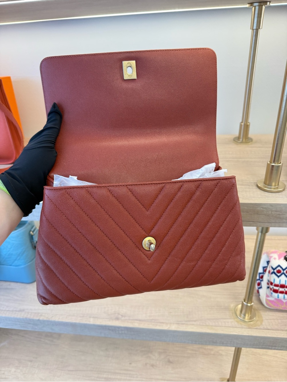 ❌SOLD❌Chanel Quilted Top Handle Bag in Deep Red - Picture 8 of 17